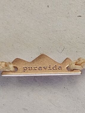Pura Vida Rose Gold Mountain Bar Bracelet - Cream Cord